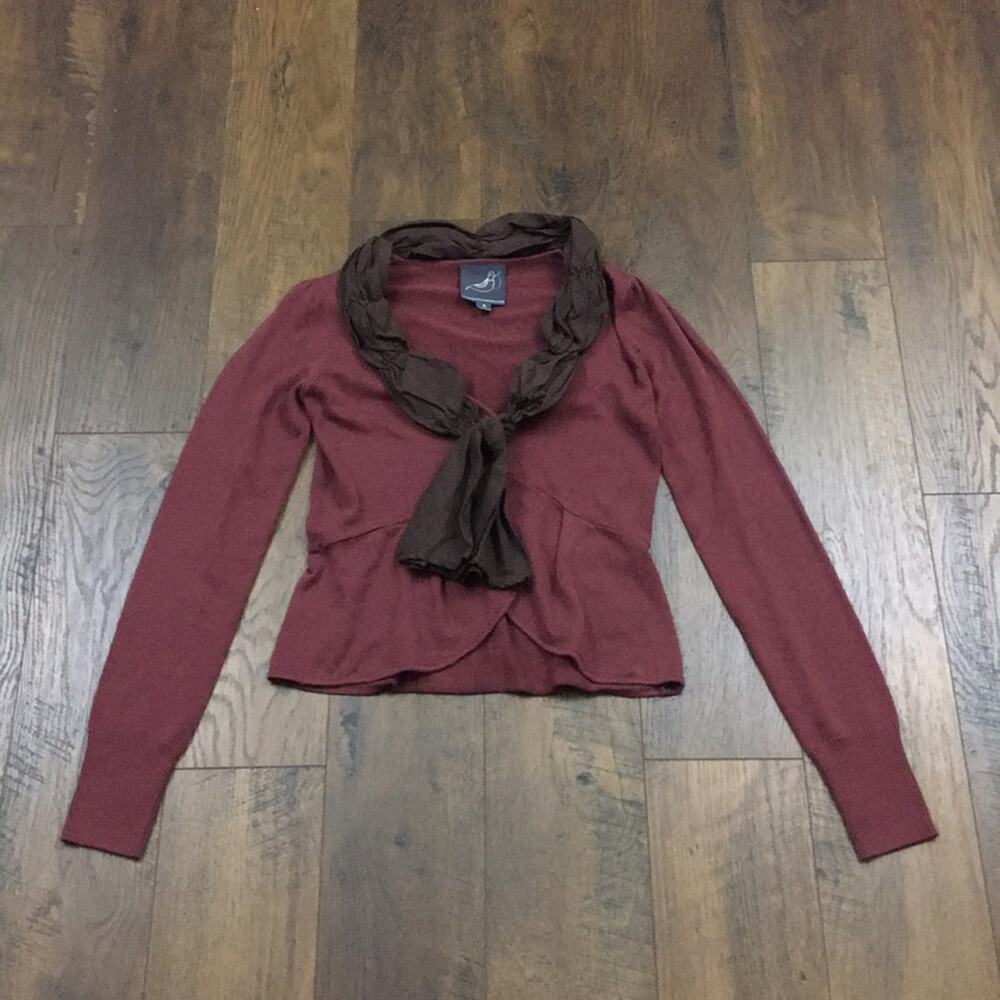 Modcloth Knitted Dove Maroon Cardigan